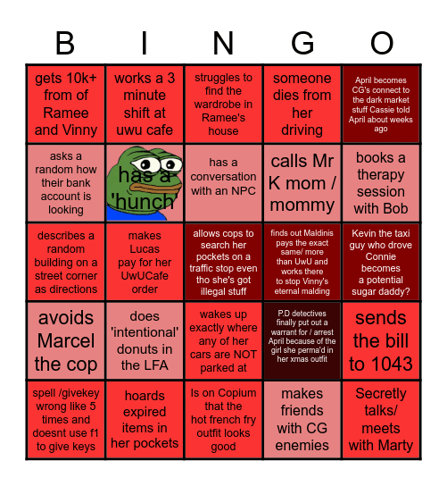 April Fooze Bingo (hard edition) Bingo Card