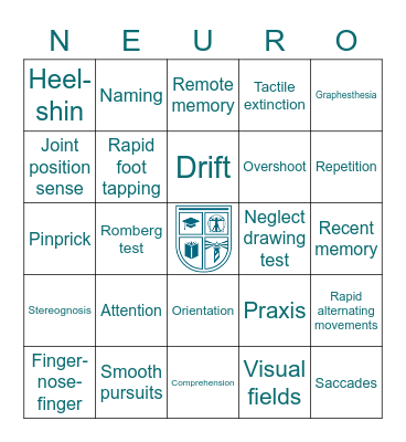 NEUROEXAMS Bingo Card