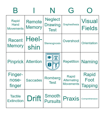 NEUROSCIENCE NEUROEXAMS Bingo Card