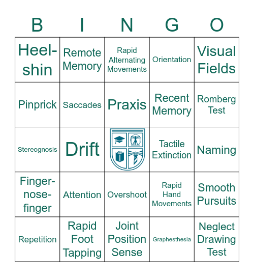 NEUROSCIENCE NEUROEXAMS Bingo Card