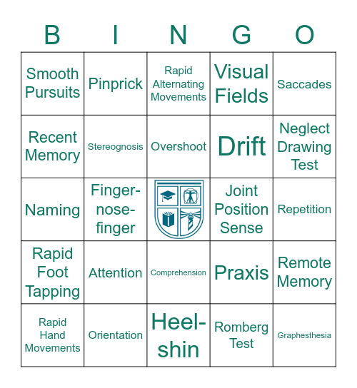 NEUROSCIENCE NEUROEXAMS Bingo Card