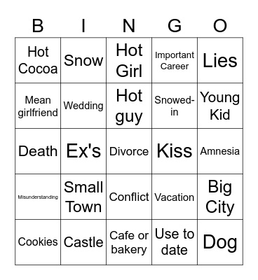 Hallmark Movie Bingo Card