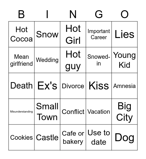 Hallmark Movie Bingo Card