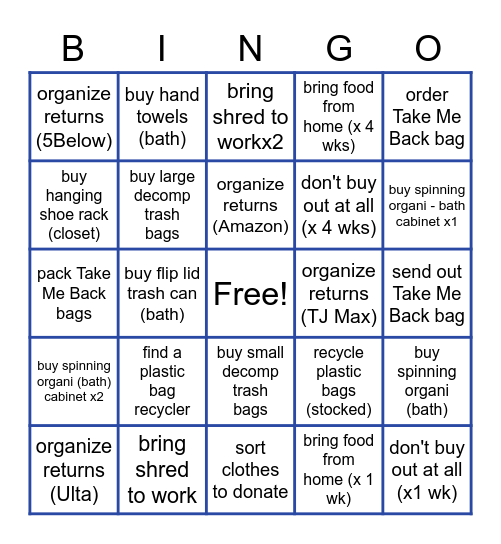 JANUARY Eco-Bingo! Bingo Card