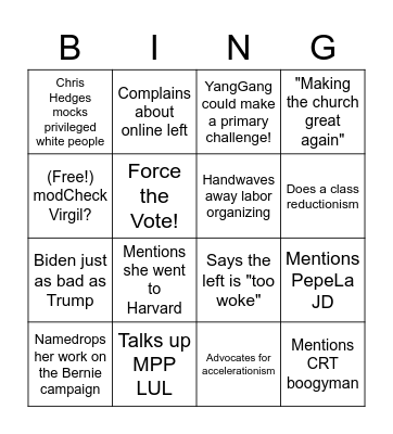 Just Primary Biden 4Head Bingo Card