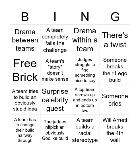 Lego Masters Bingo Card