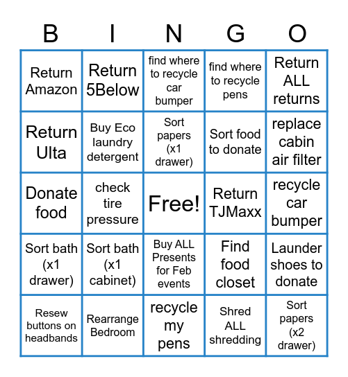 NEXT ecoBingo! Bingo Card