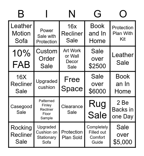 LA-Z-BOY BINGO Card