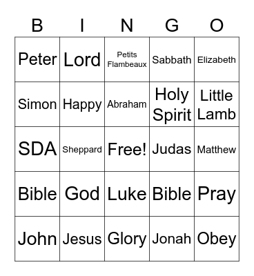 God bingo Card