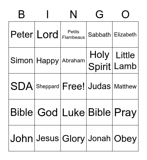 God bingo Card