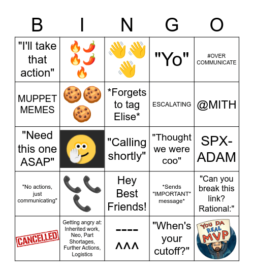 Steven Riedl Bingo Card