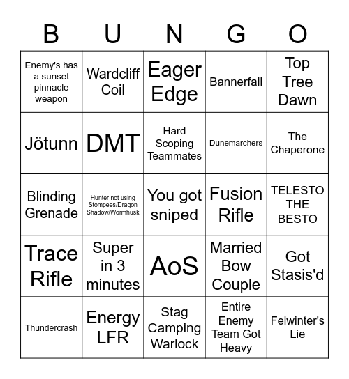 Control Matchmaking (30th Anniversary Meta) Bingo Card