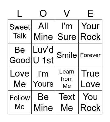 God's Conversation Hearts Bingo Card