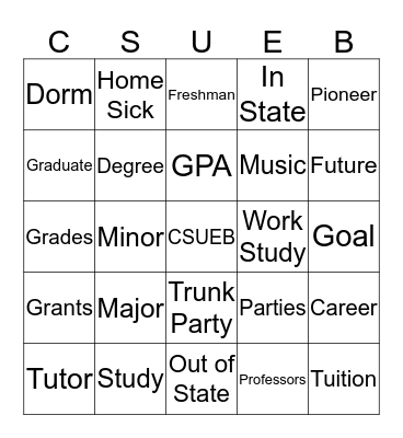 COLLEGE BINGO Card