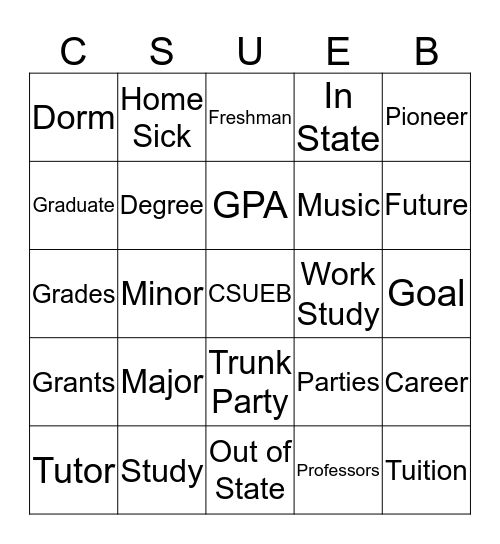 COLLEGE BINGO Card