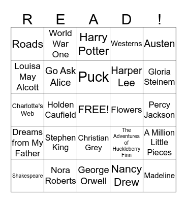 Literary Bingo Card