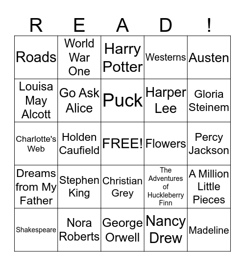 Literary Bingo Card