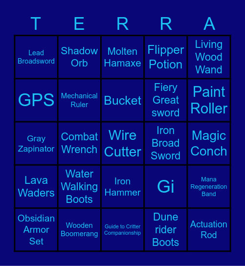Terra card 5 Bingo Card