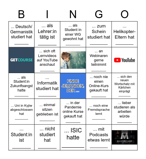 Finde jemanden, der ...: Bingo Card