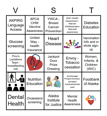 Diversity Health Awareness Day Bingo Card