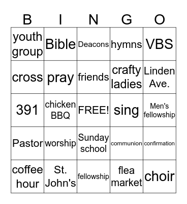 St. John's   Bingo Card