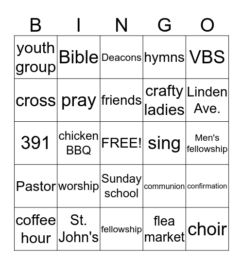 St. John's   Bingo Card