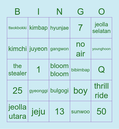 Bingo with Kak Hyunjae Bingo Card