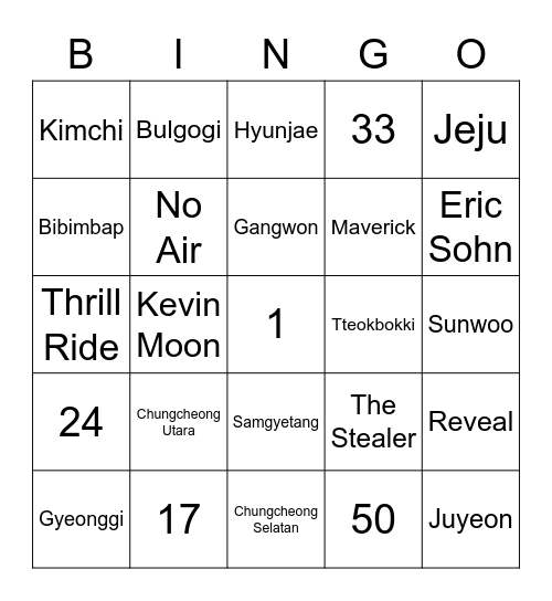 Doyeonie's Card Bingo Card