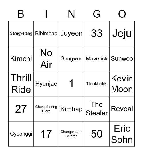 Doyeonie’s Card Bingo Card