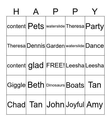 Happy Bingo Card