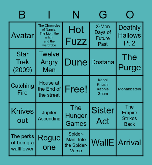 Memeorare movie Bingo Card