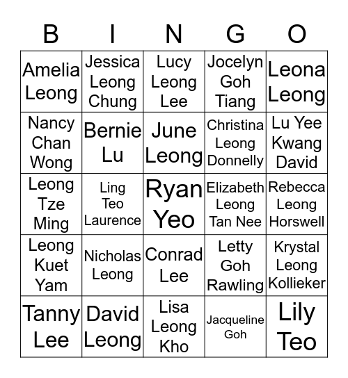 LEONG FAMILY Bingo Card