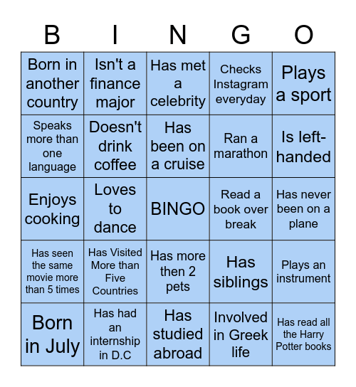 WIFA Bingo Card