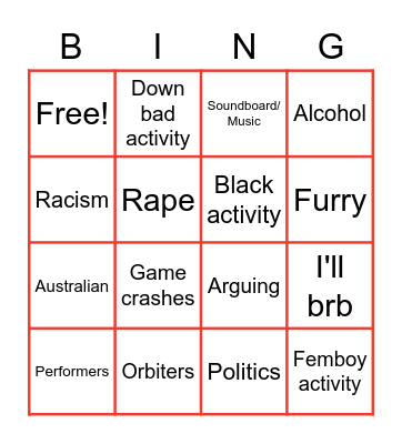 VRC Public Bing Bingo Card