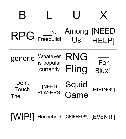 Blockate Bingo Card