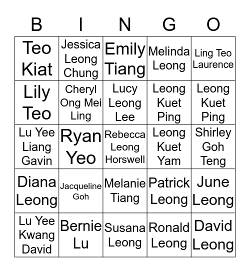 LEONG FAMILY Bingo Card