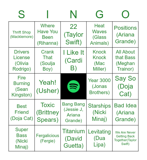 Redhawk Singo Bingo Card