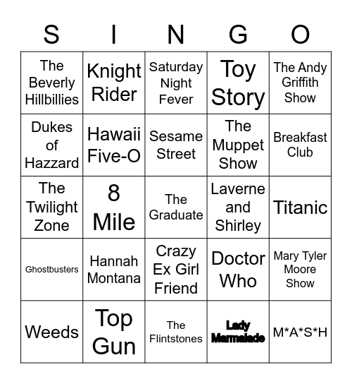 Round 2 Singo Bingo Card