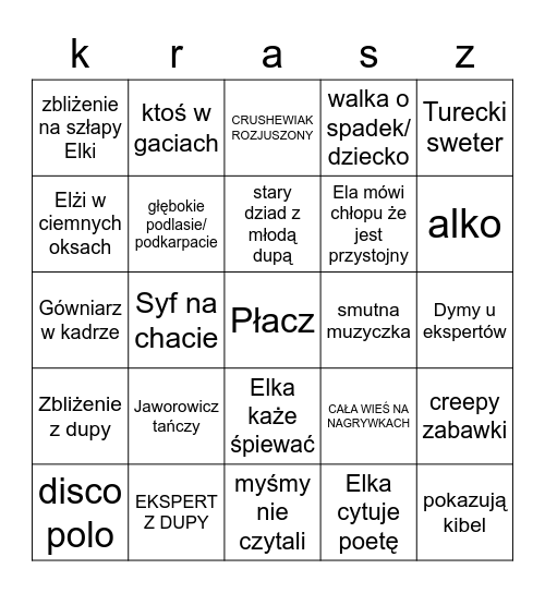 SPRAWA DLA KRASZEWICZA Bingo Card