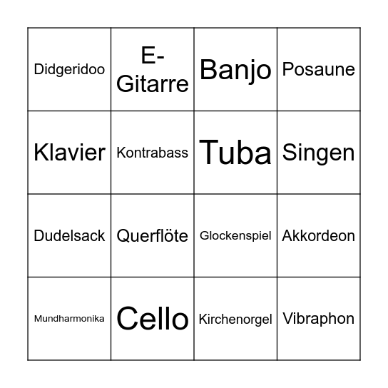 Hört mal her → Instrumentenbingo B Bingo Card