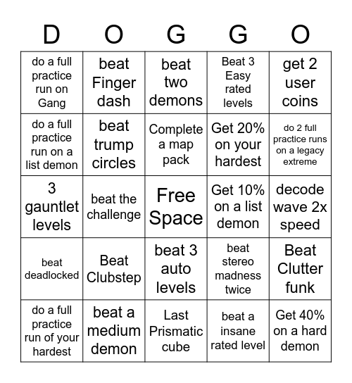 gd bingo Card
