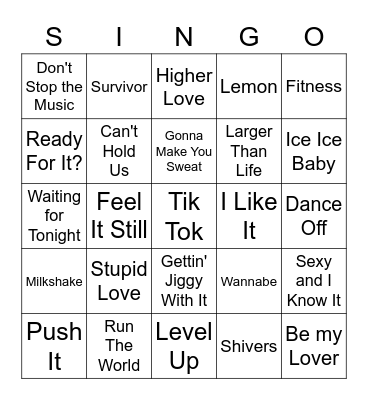 Pop Singo Bingo Card