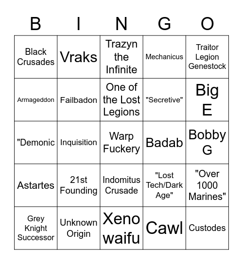 Homebrew Chapter Bingo Card