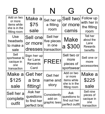 Lane Bryant 4th of July Bingo Card