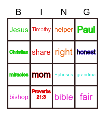 God Helps Me To Be Fair Bingo Card