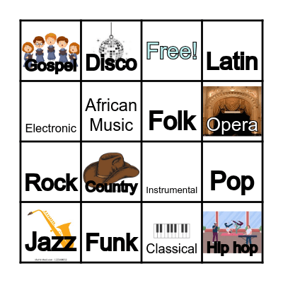 Music Genre Bingo Card