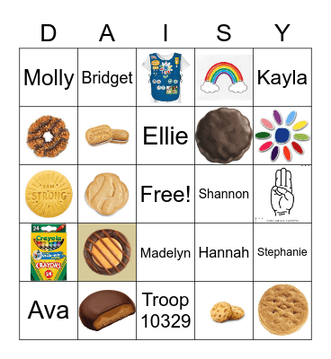 Troop 10329 Daisy Bingo Card