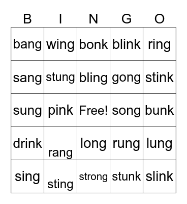 Glued Sounds Bingo Card