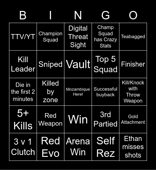 Apex Bingo Card