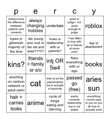 im a literal walking red flag Bingo Card